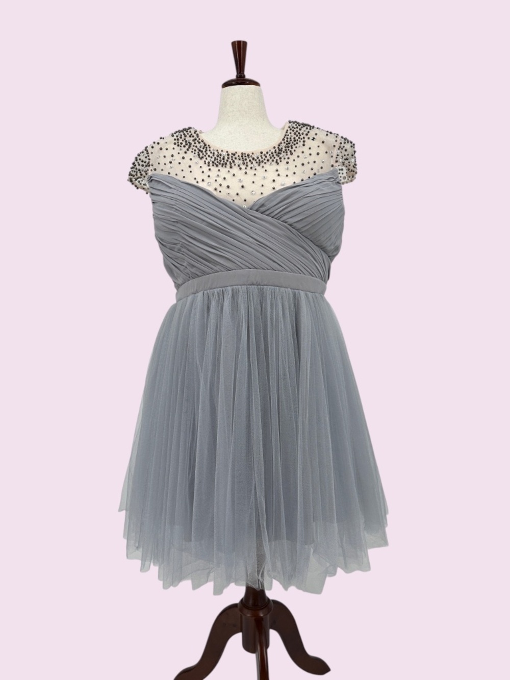 Little Mistress Embellished Tulle Skater Dress Size 20 - Picture 2 of 12